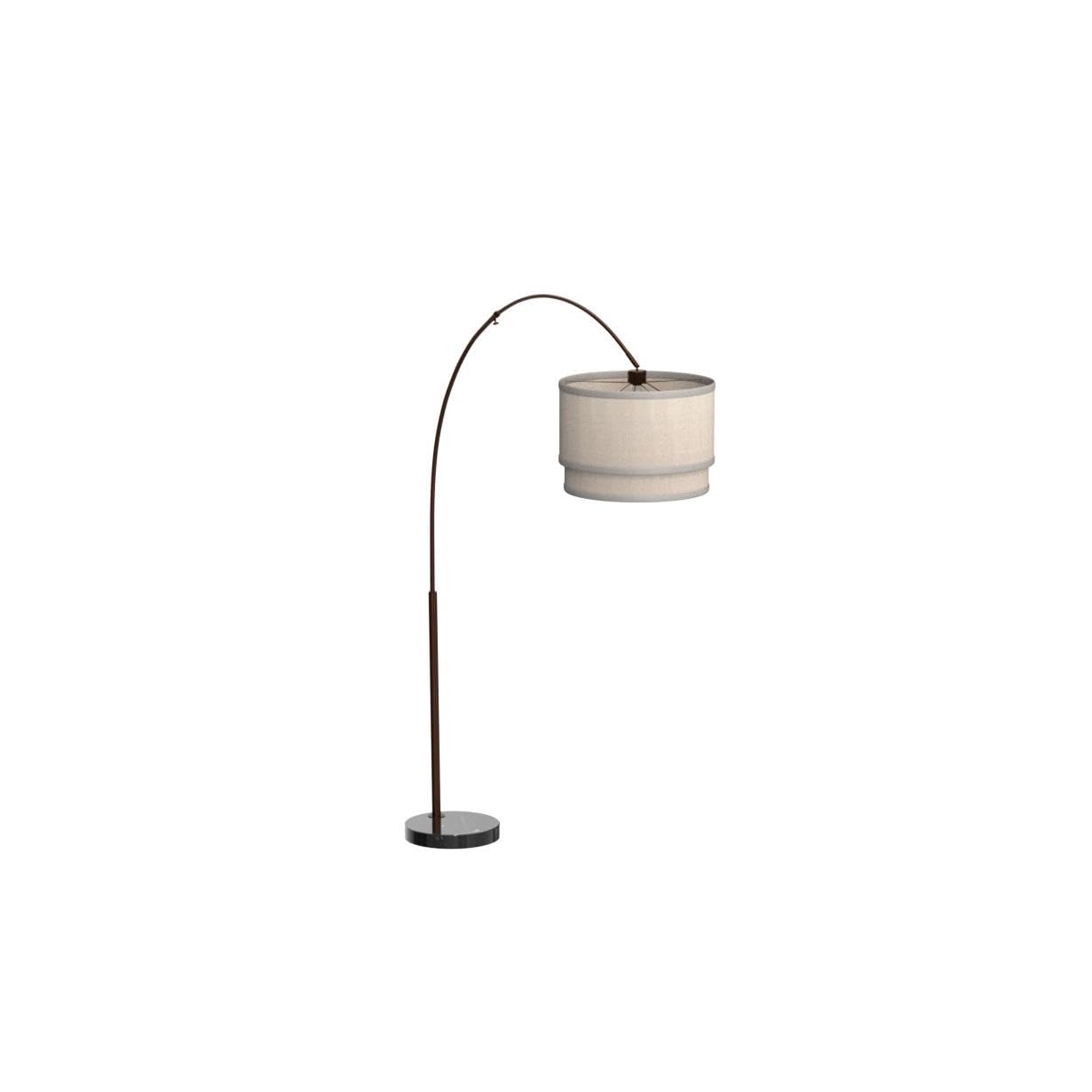 Brightech Mason Arc Lamp bronze finish enhances mid-century and contemporary decor.