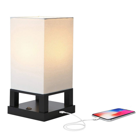 Brightech Maxwell bedside lamp with USB port for easy device charging