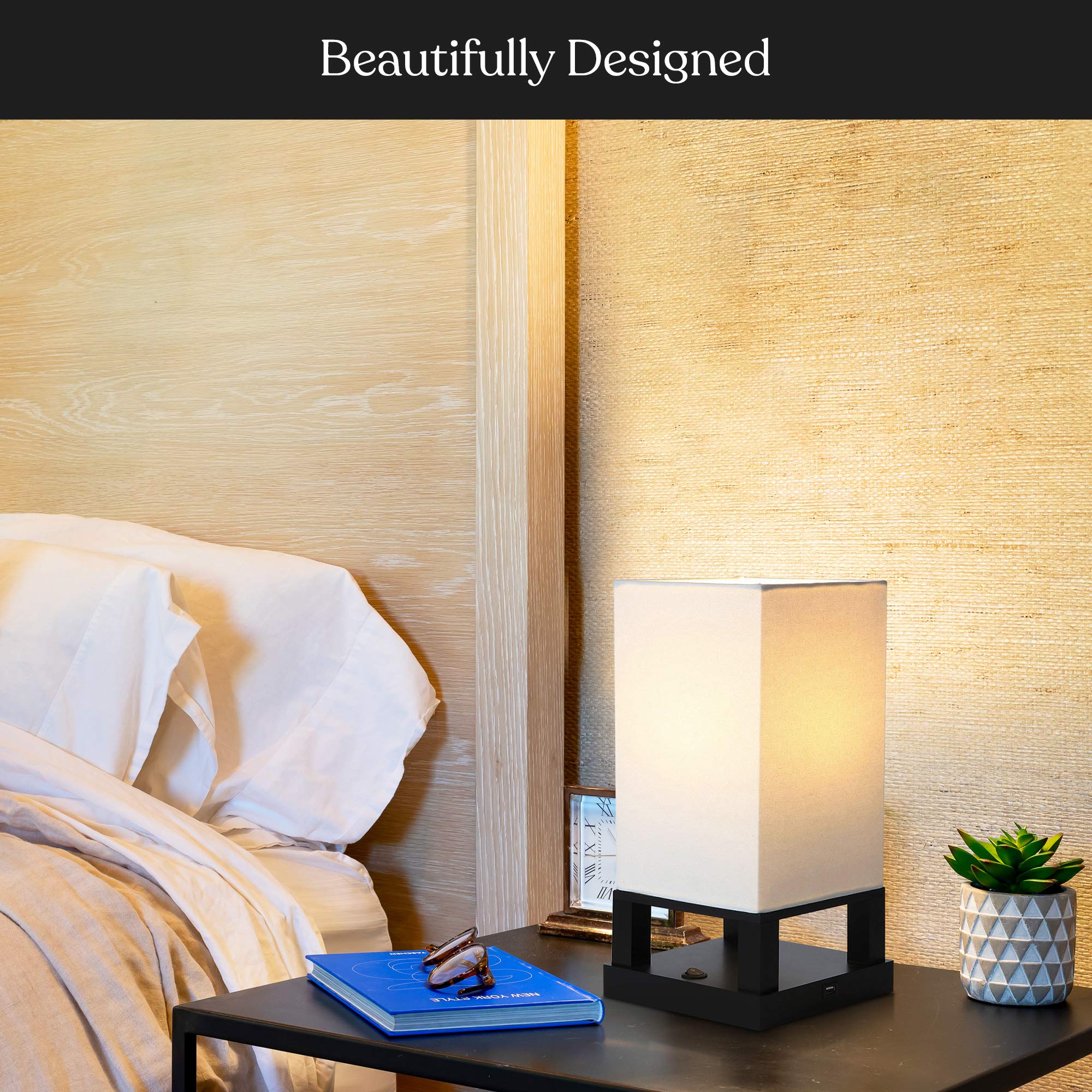 Energy-efficient LED provides steady illumination with a sleek black finish
