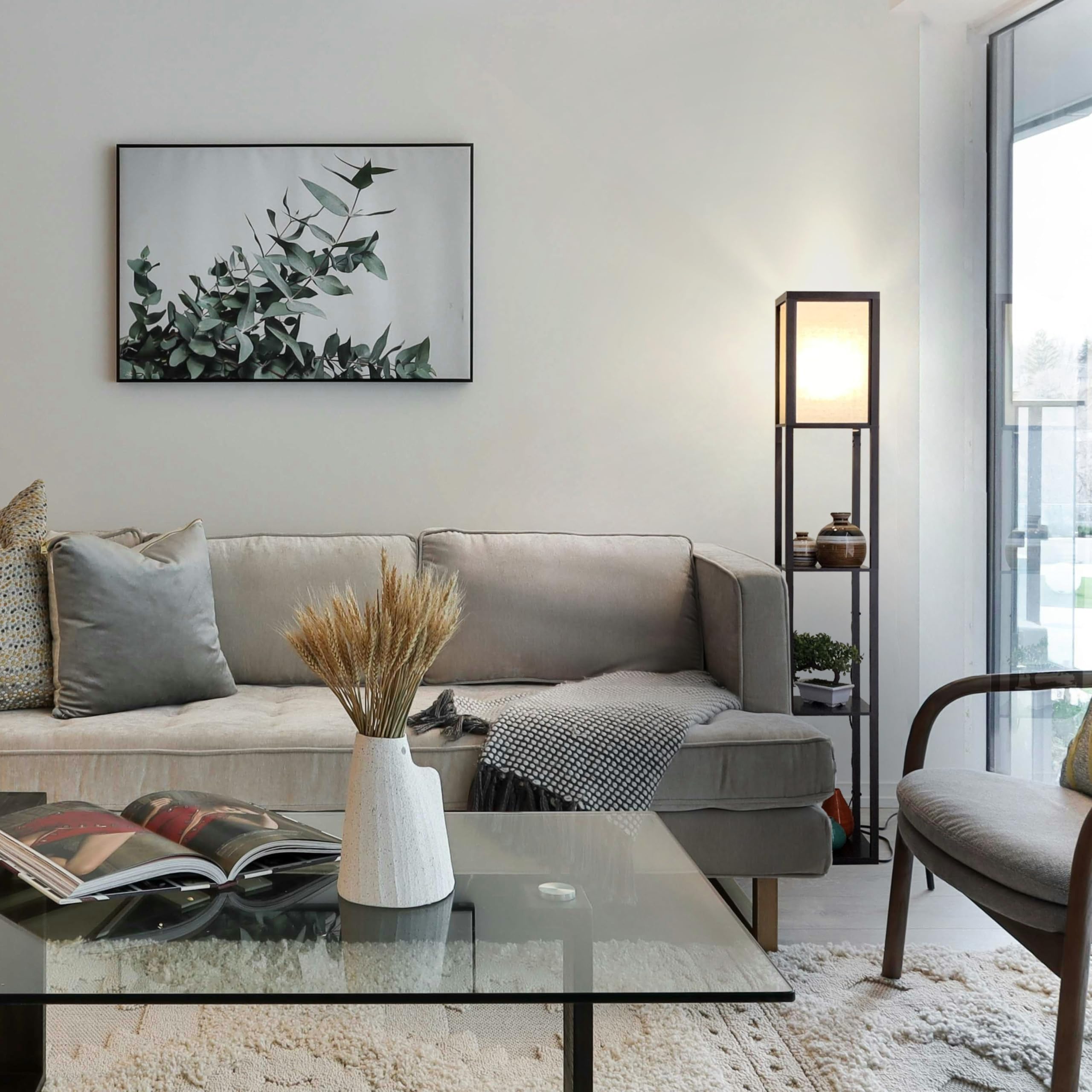 Diffused shade panels soften brightness for comfortable reading sessions