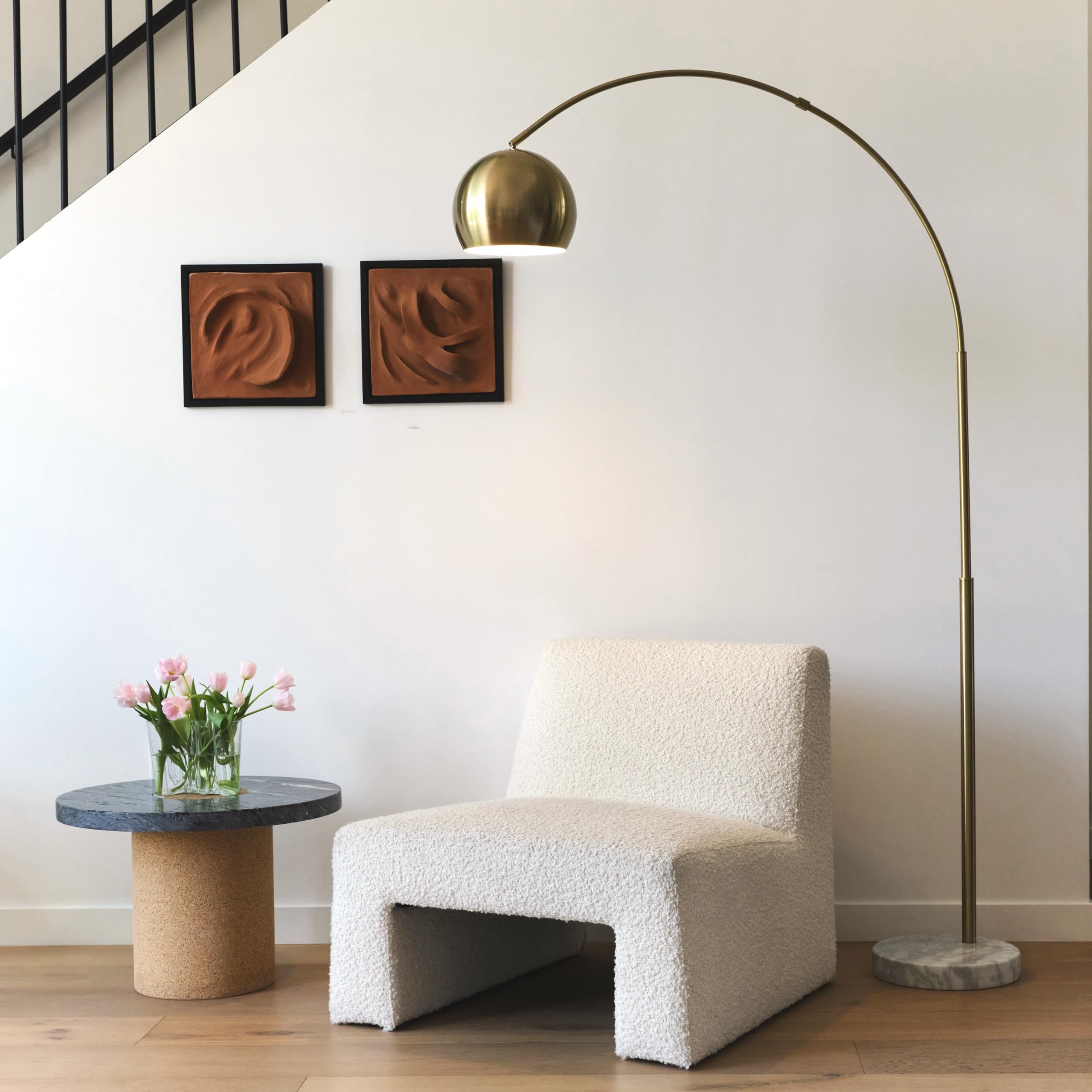 Brightech Olivia arc lamp with brass finish brightens living spaces