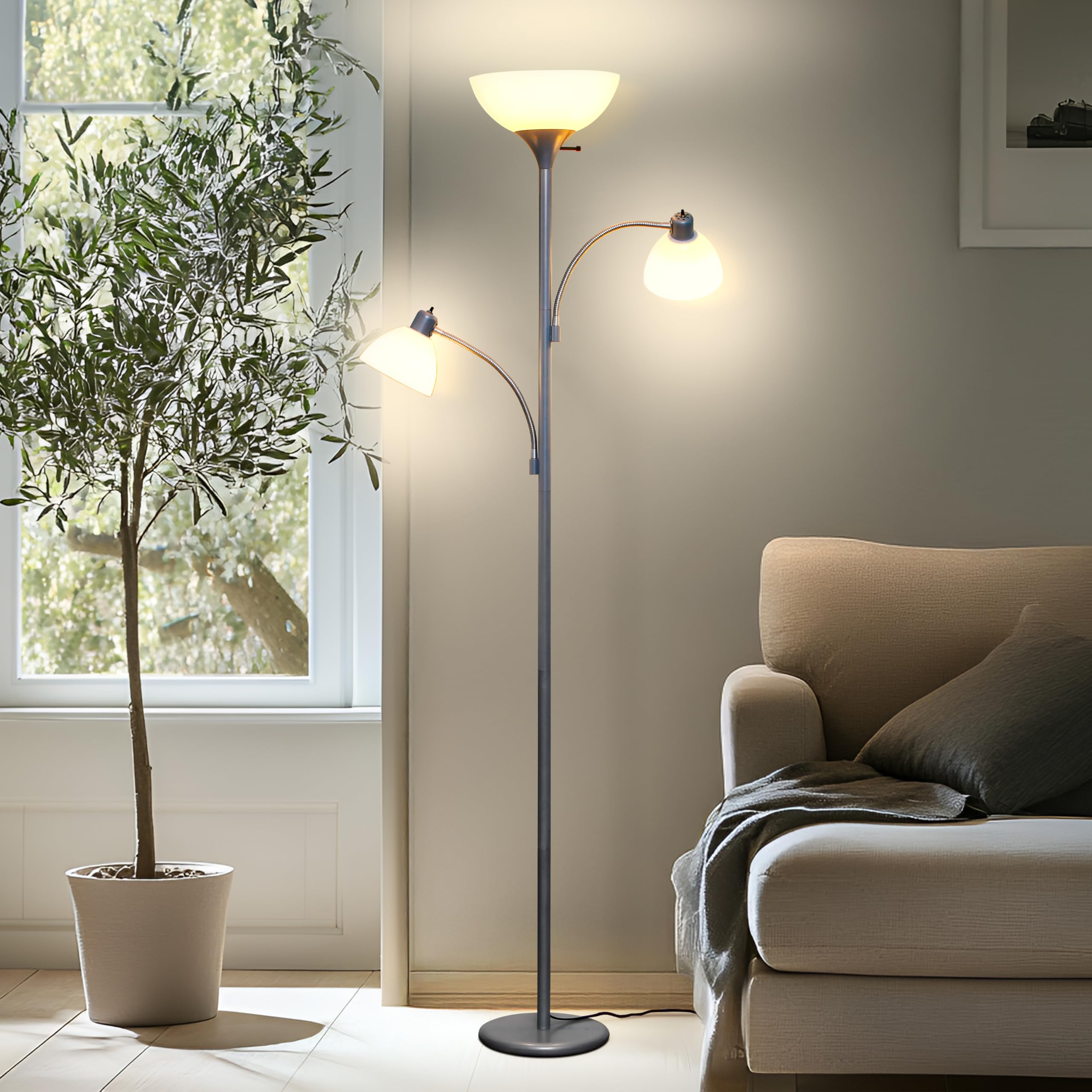 Brightech Sky Dome 3-way dimmer with adjustable arms for flexible task lighting.