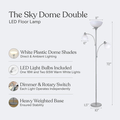 Brightech Sky Dome shade provides diffused light for glare-free comfort.