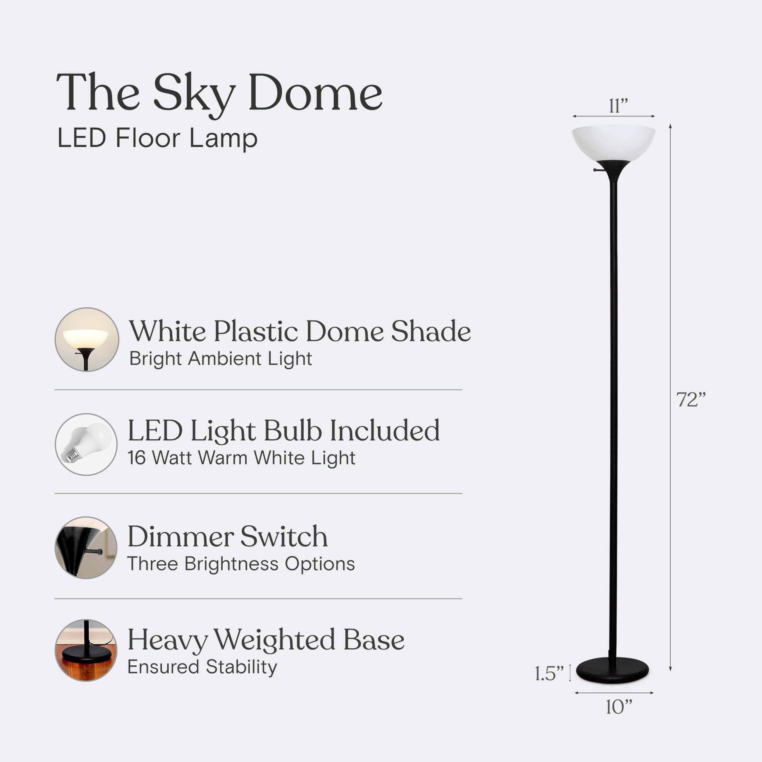 Brightech Sky Dome uses standard E26 bulb for easy maintenance
