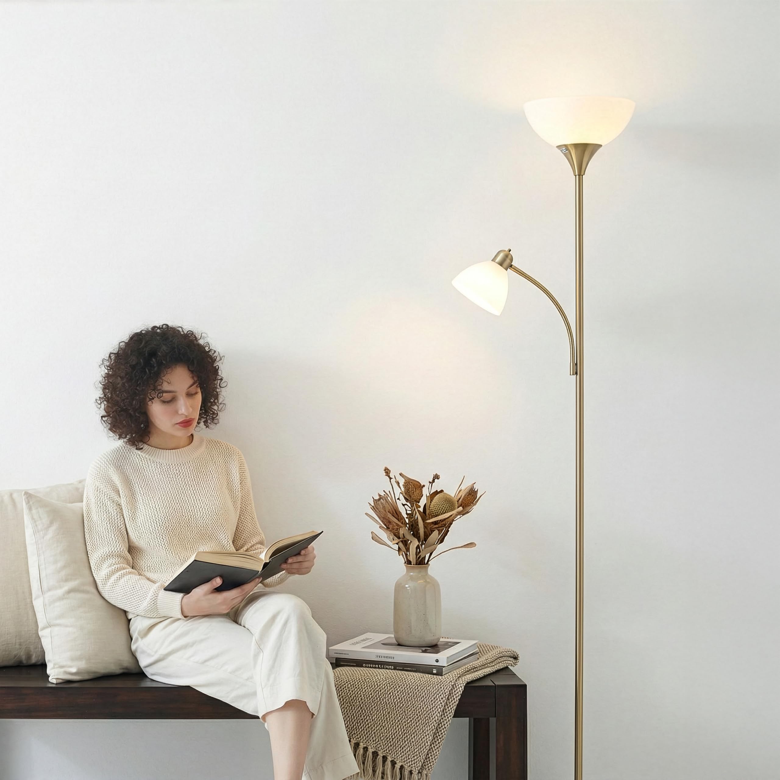 Brightech Sky Dome Plus tall floor lamp setup in a living space.