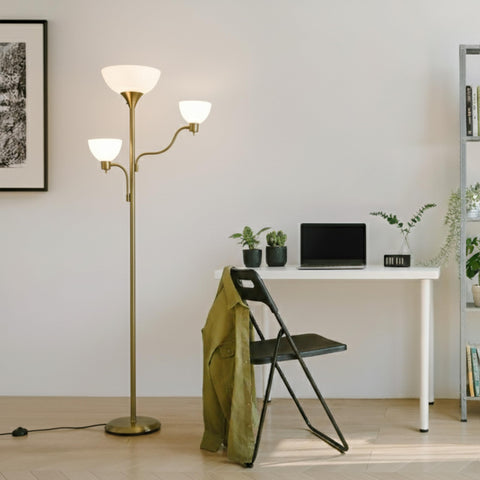 Brightech Sky Dome tall brass pole adds elegant height and modern style.
