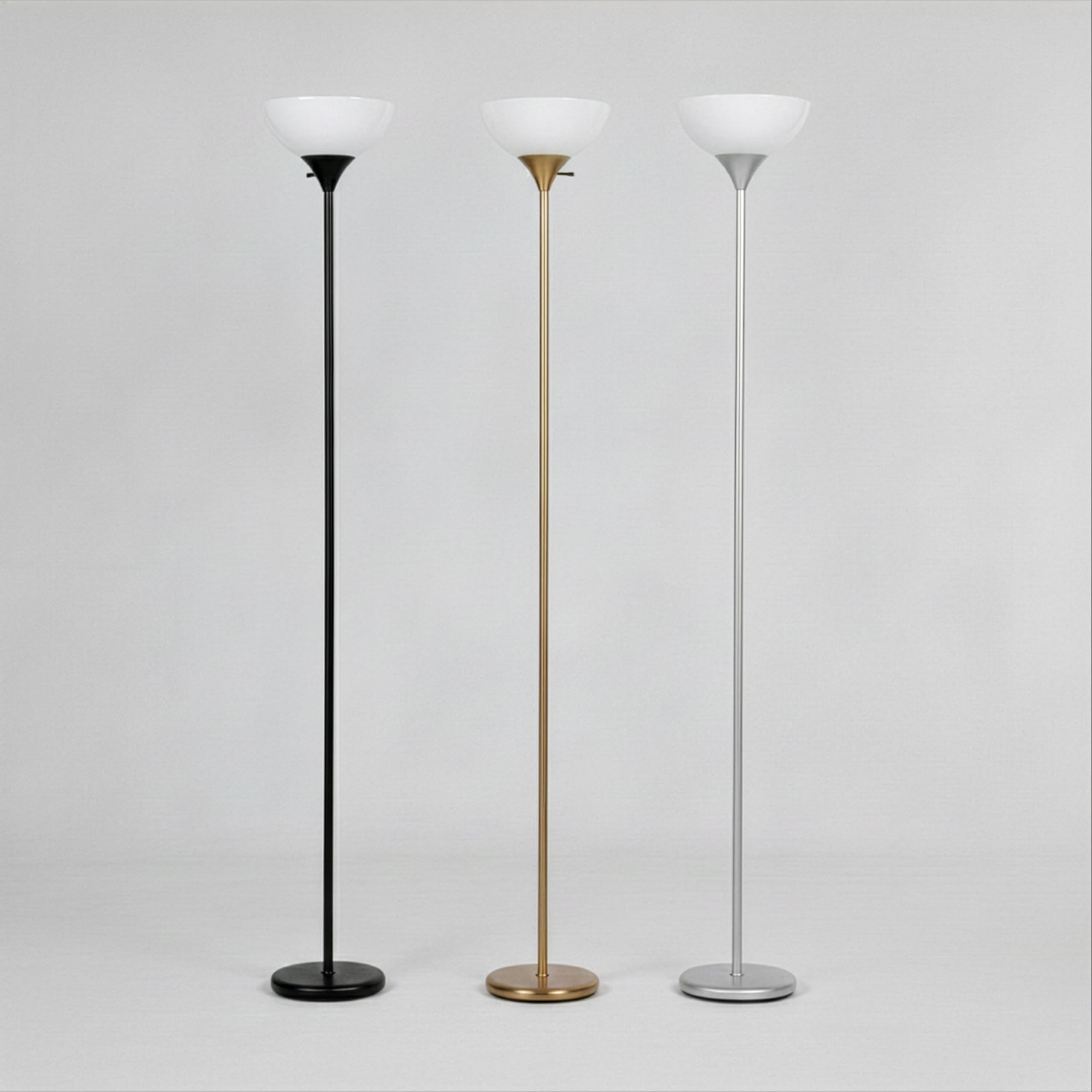 Brightech Sky Dome tall torch lamp fits under furniture for space saving