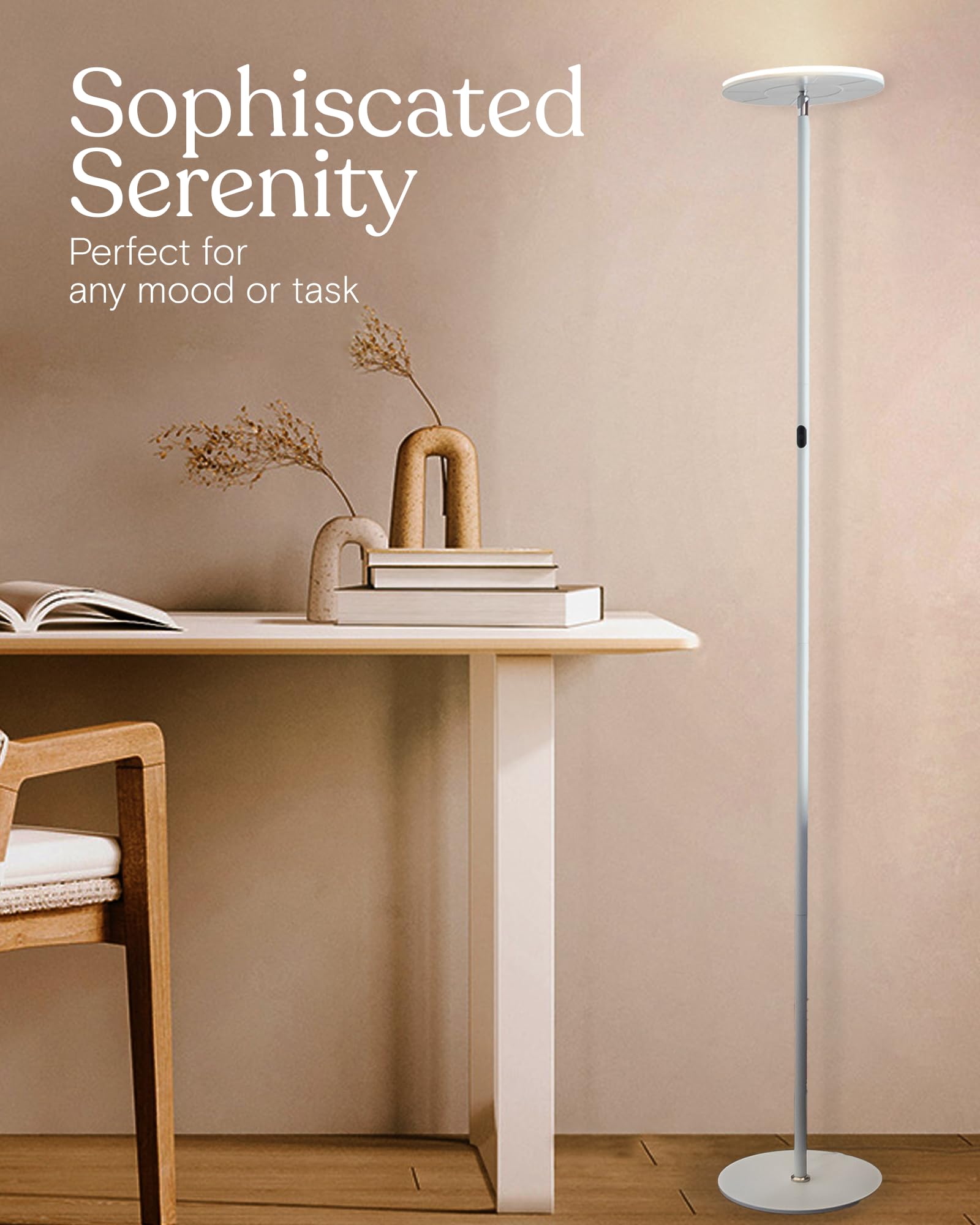 Brightech Sky lamp in a bedroom setting for reading and relaxation