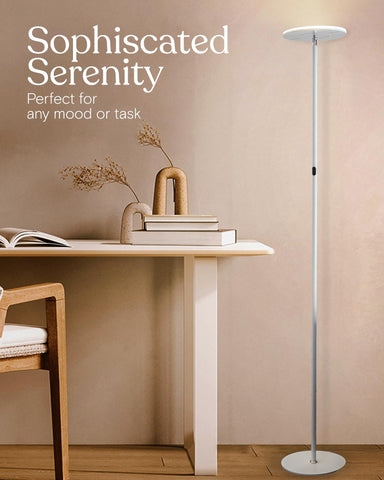 Brightech Sky lamp in a bedroom setting for reading and relaxation
