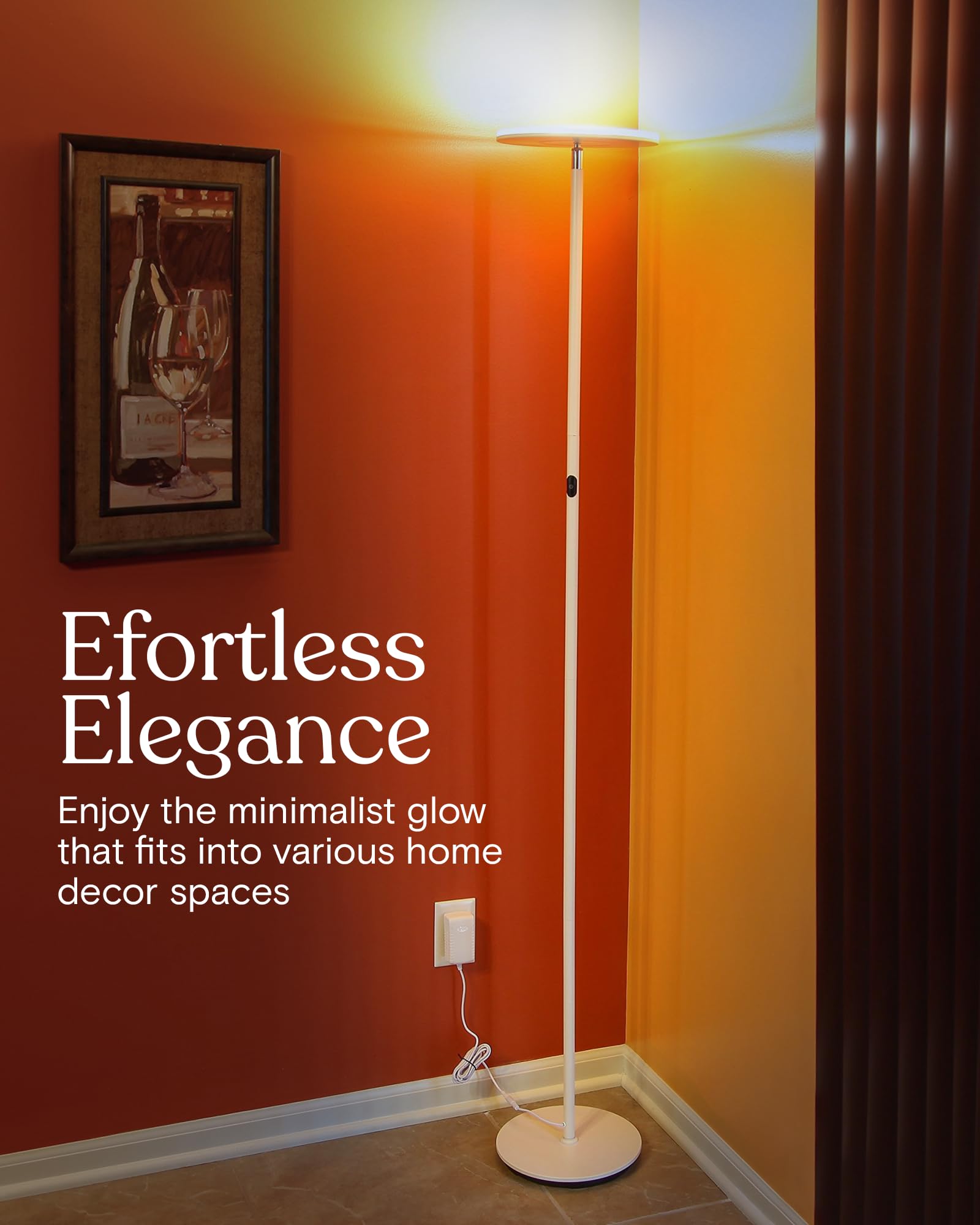 Brightech Sky wide illumination covers the living room seating area