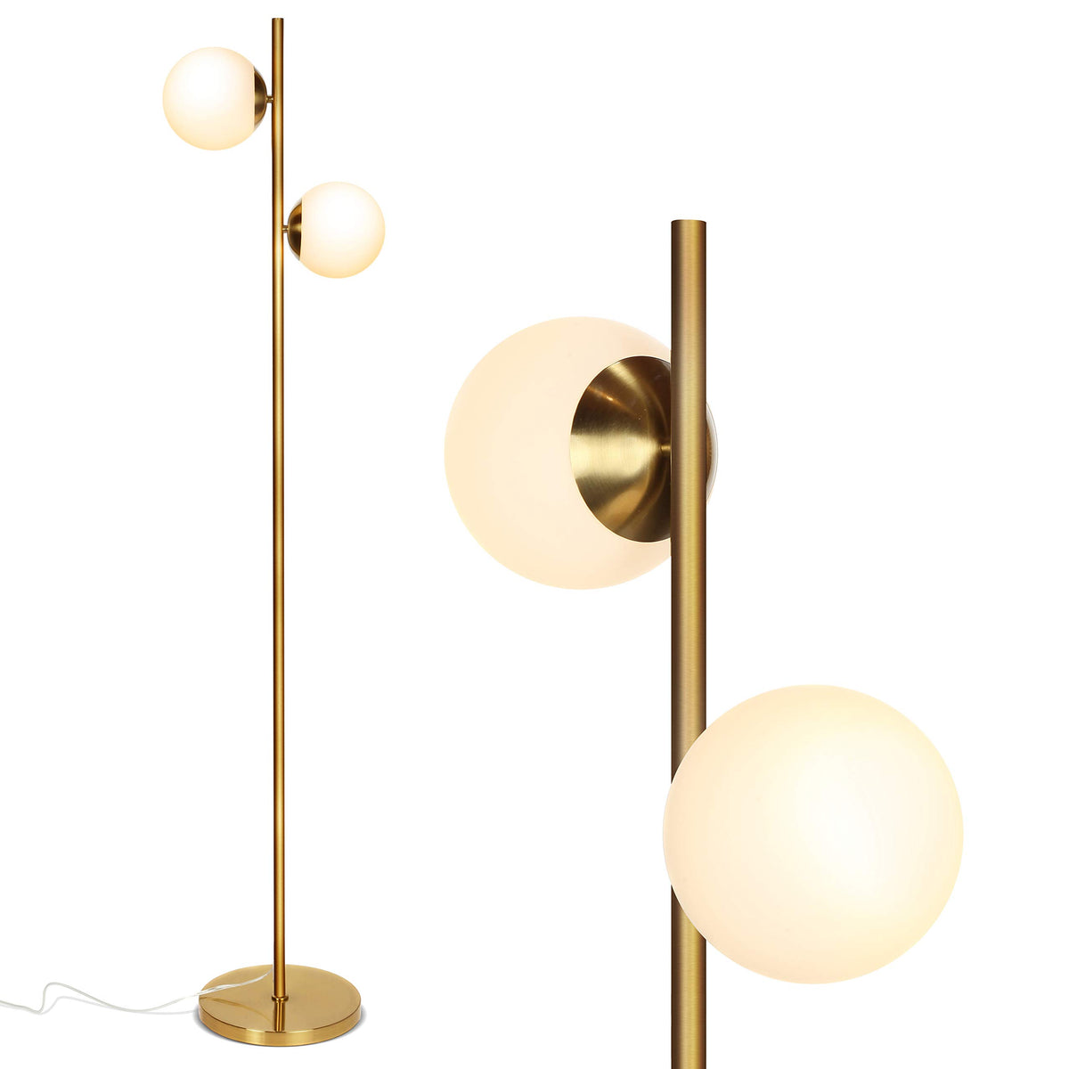 Brightech Sphere floor lamp base showing a stable weighted design for safe placement