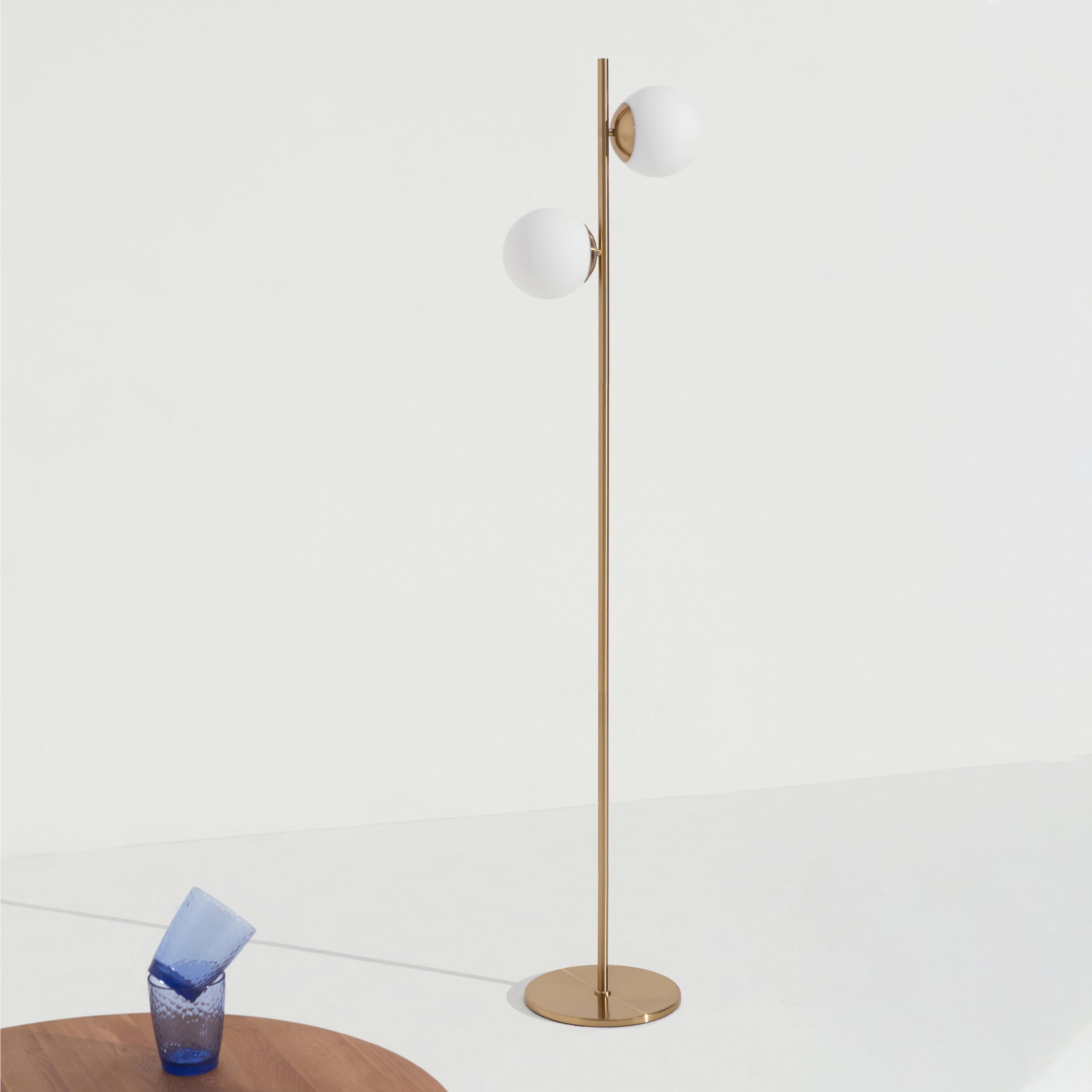 Brightech Sphere floor lamp globes glow softly creating cozy ambiance