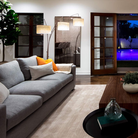 Brightech Trilage Arc lamp energy saving LEDs reduce electricity use.