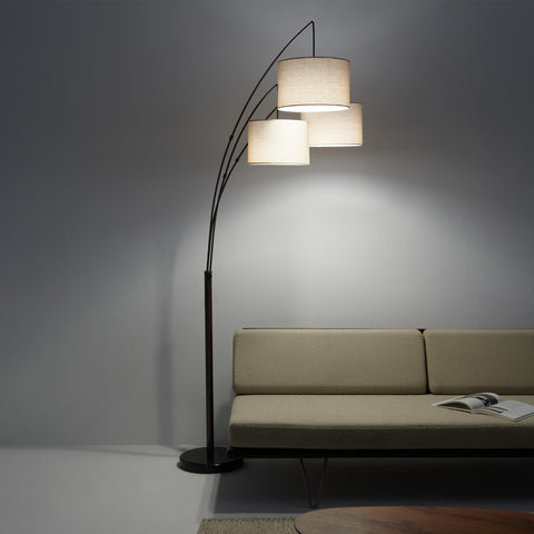 Brightech Trilage Arc lamp four setting switch controls LEDs.