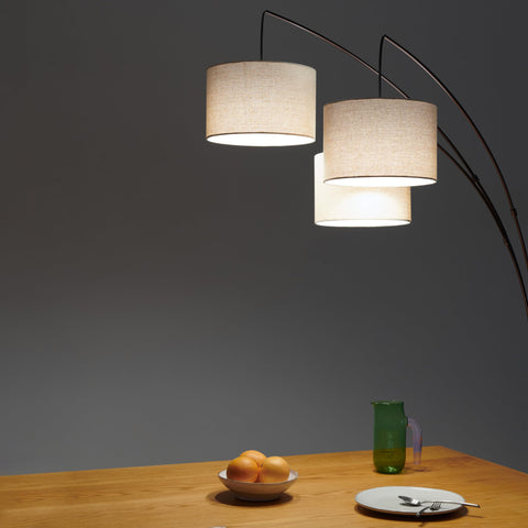 Brightech Trilage Arc lamp sturdy marble base prevents tipping.