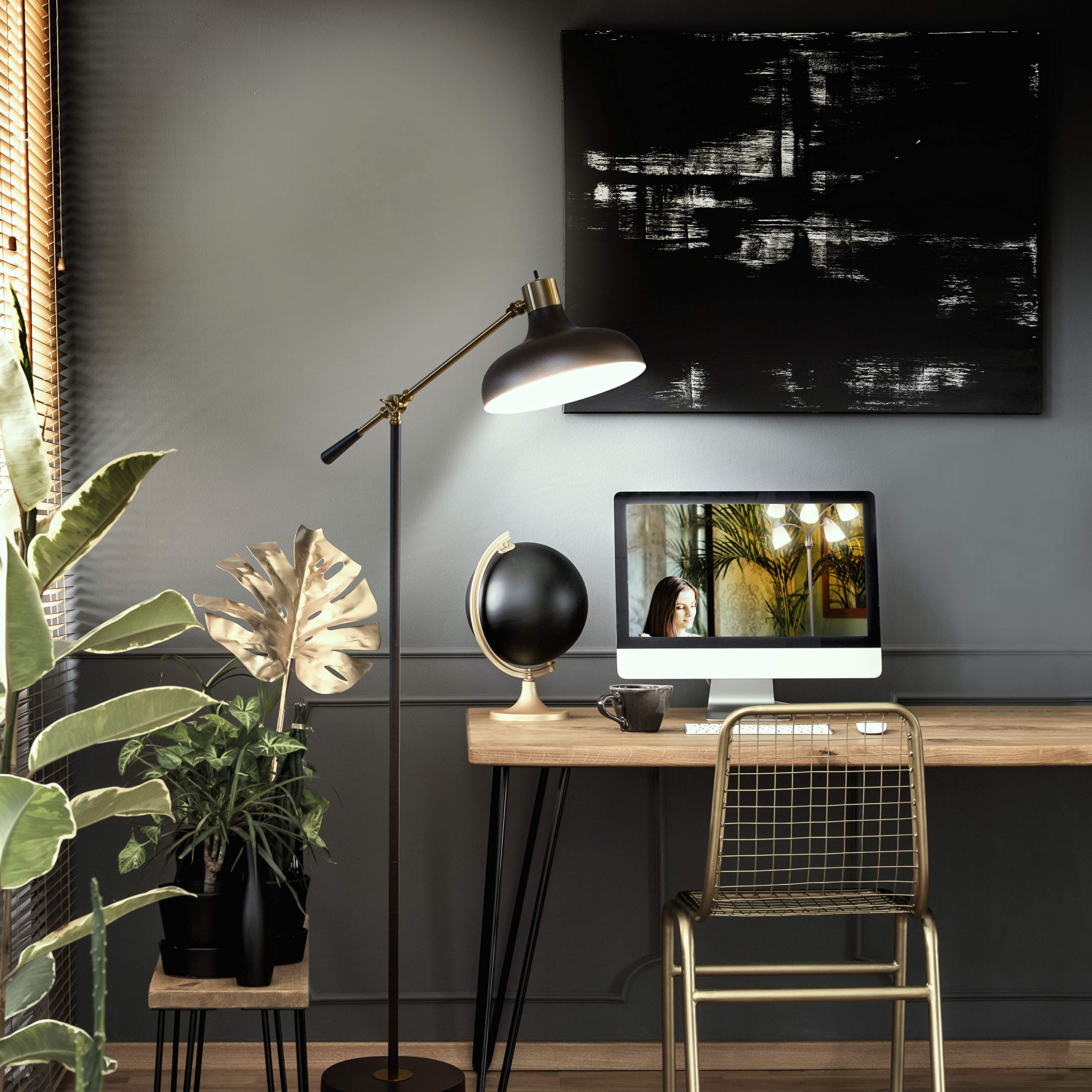 Brightech Wyatt height-adjustable lamp adapts from 42 to 57 inches.