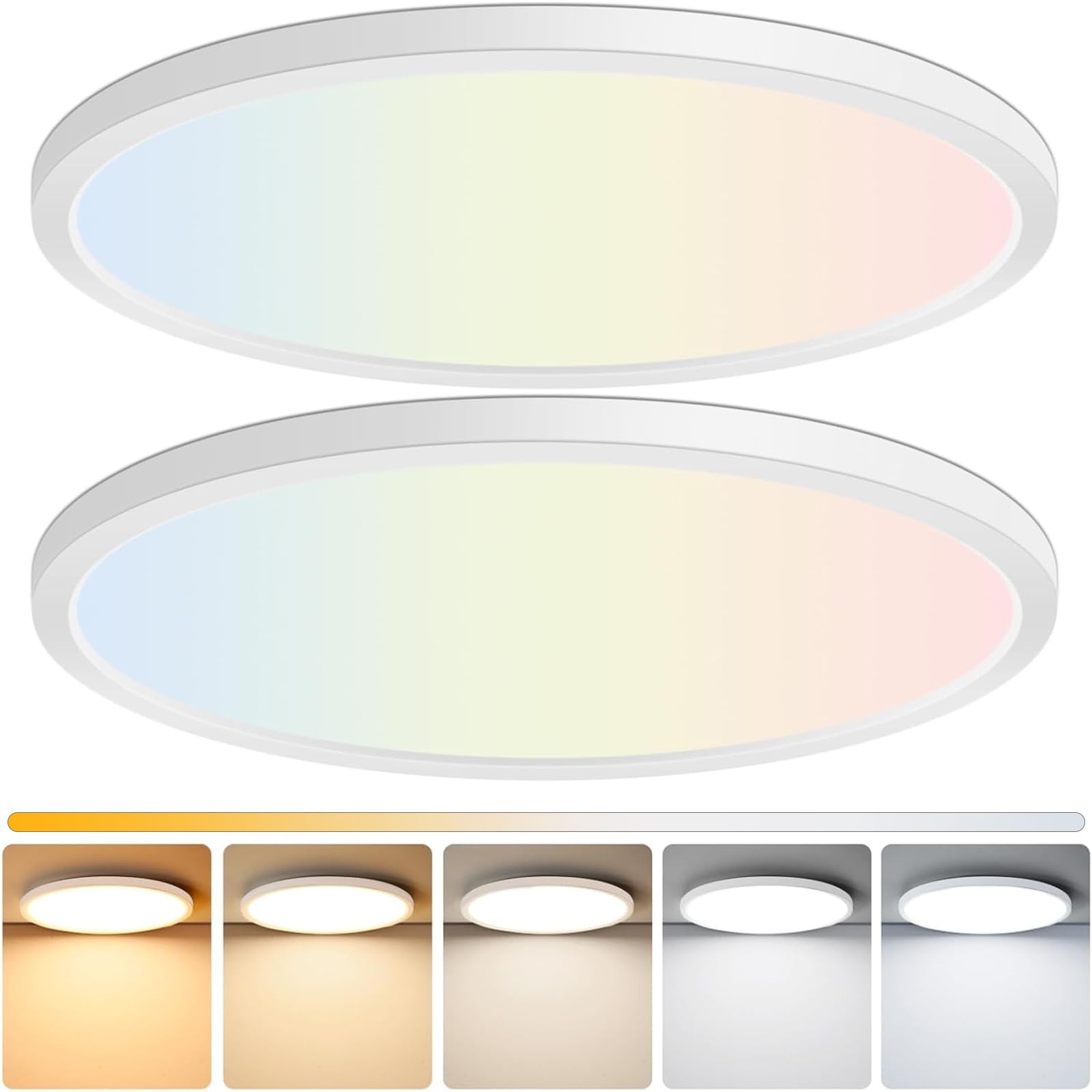 Brightever 15-inch ultra-thin flush mount front view for seamless ceiling integration.