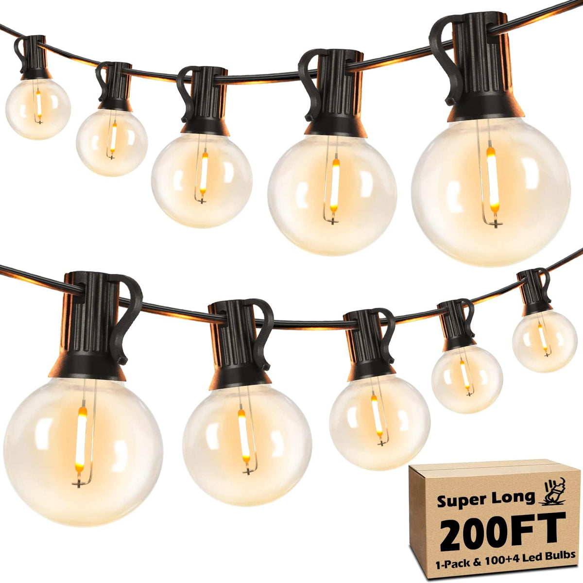 Brightever 200ft outdoor string lights spanning a patio for warm evenings