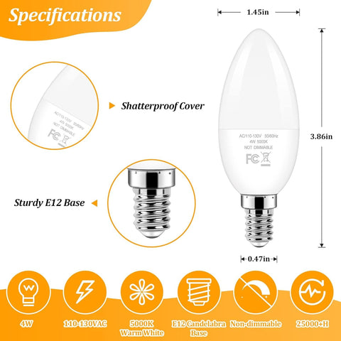 Brightever 2700K warm white E12 bulb closeup ideal for cozy bedrooms and dining spaces.