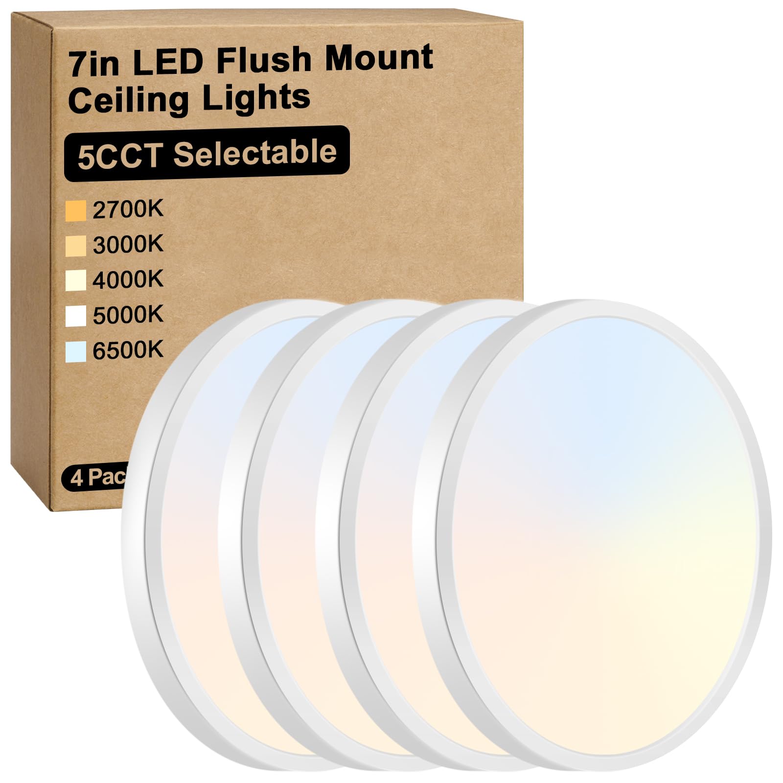 Brightever 7inch flush mount light front view highlights ultra-thin profile for sleek ceilings