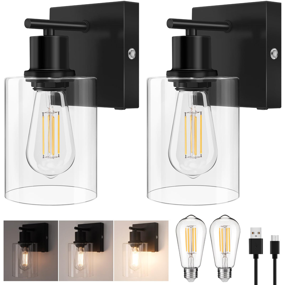 Brightever battery-operated wall sconce with bulbs, ideal for flexible placement