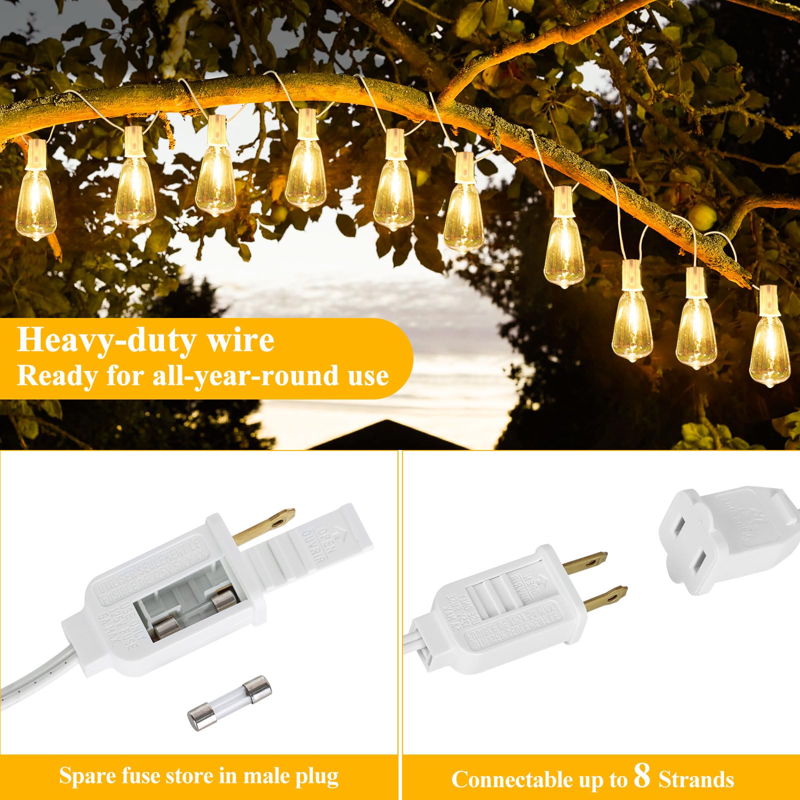 Brightever Bistro ambience lights create nostalgic charm for outdoor dining and gatherings.