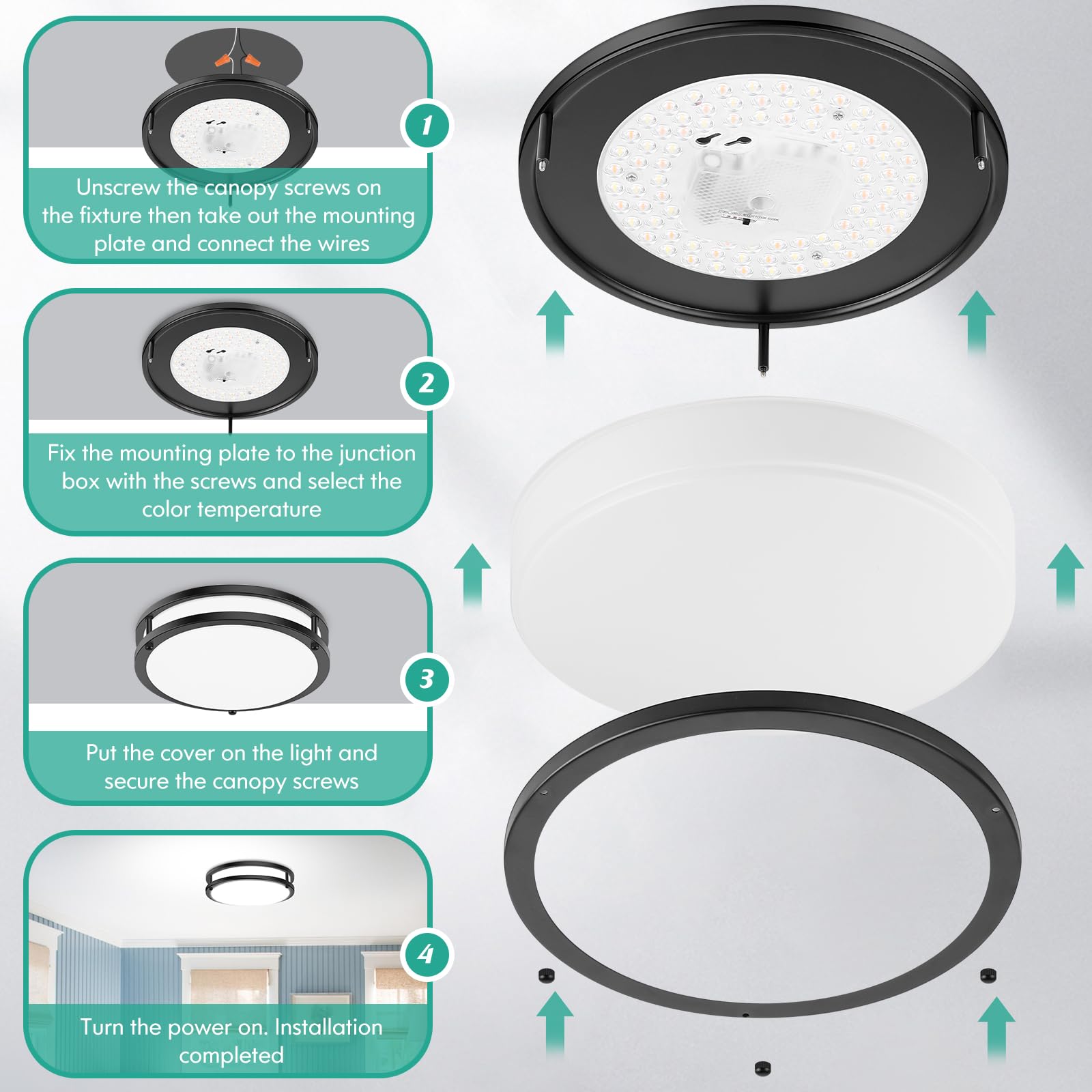 Brightever black ceiling light suitable for kitchen, hallway, or office.