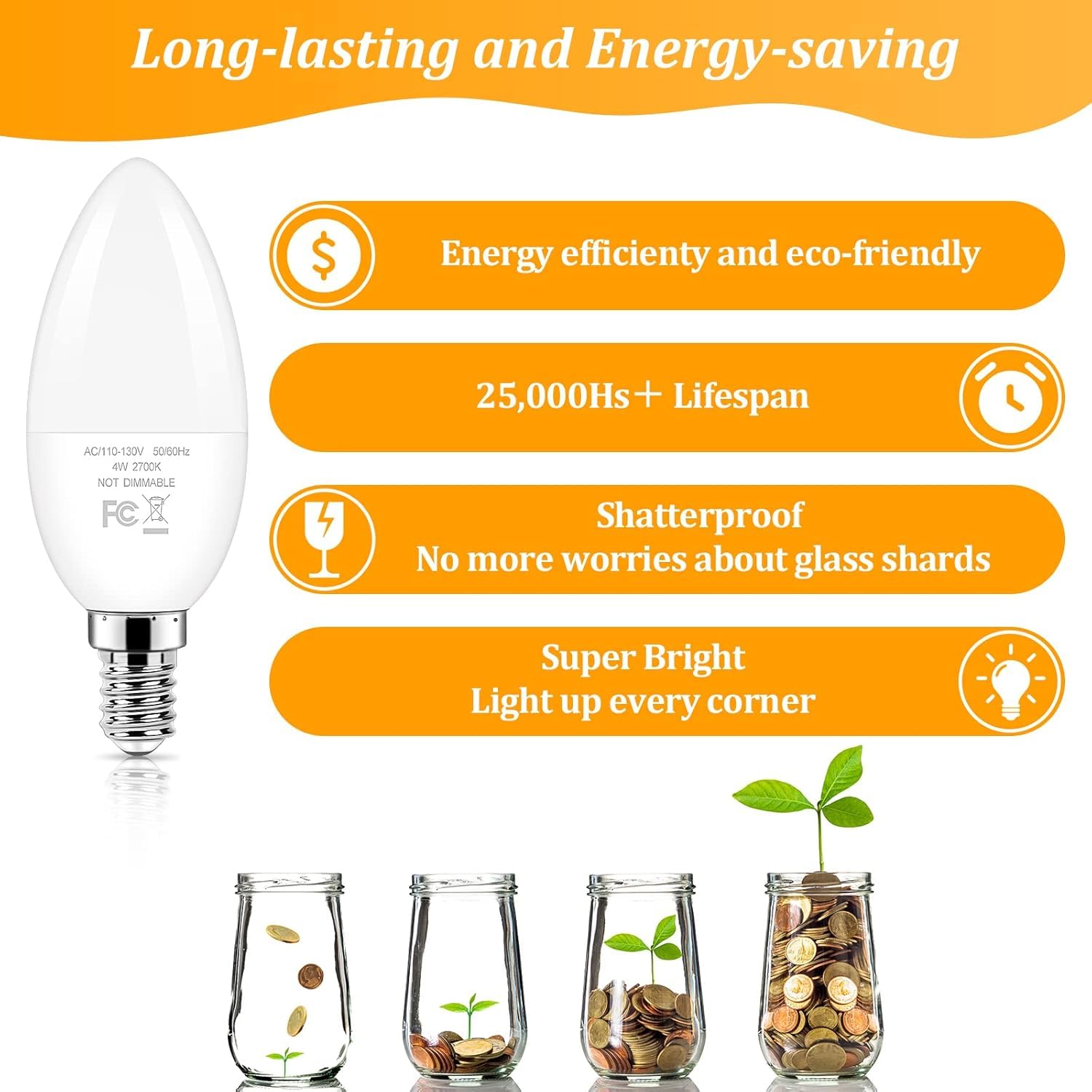 Brightever E12 bulb in chandelier; bright, long-lasting glow for elegant spaces.