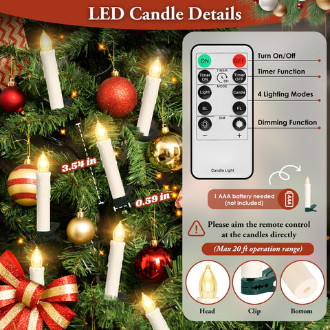 Brightever clip-on taper candle on a wreath adding cozy holiday glow.