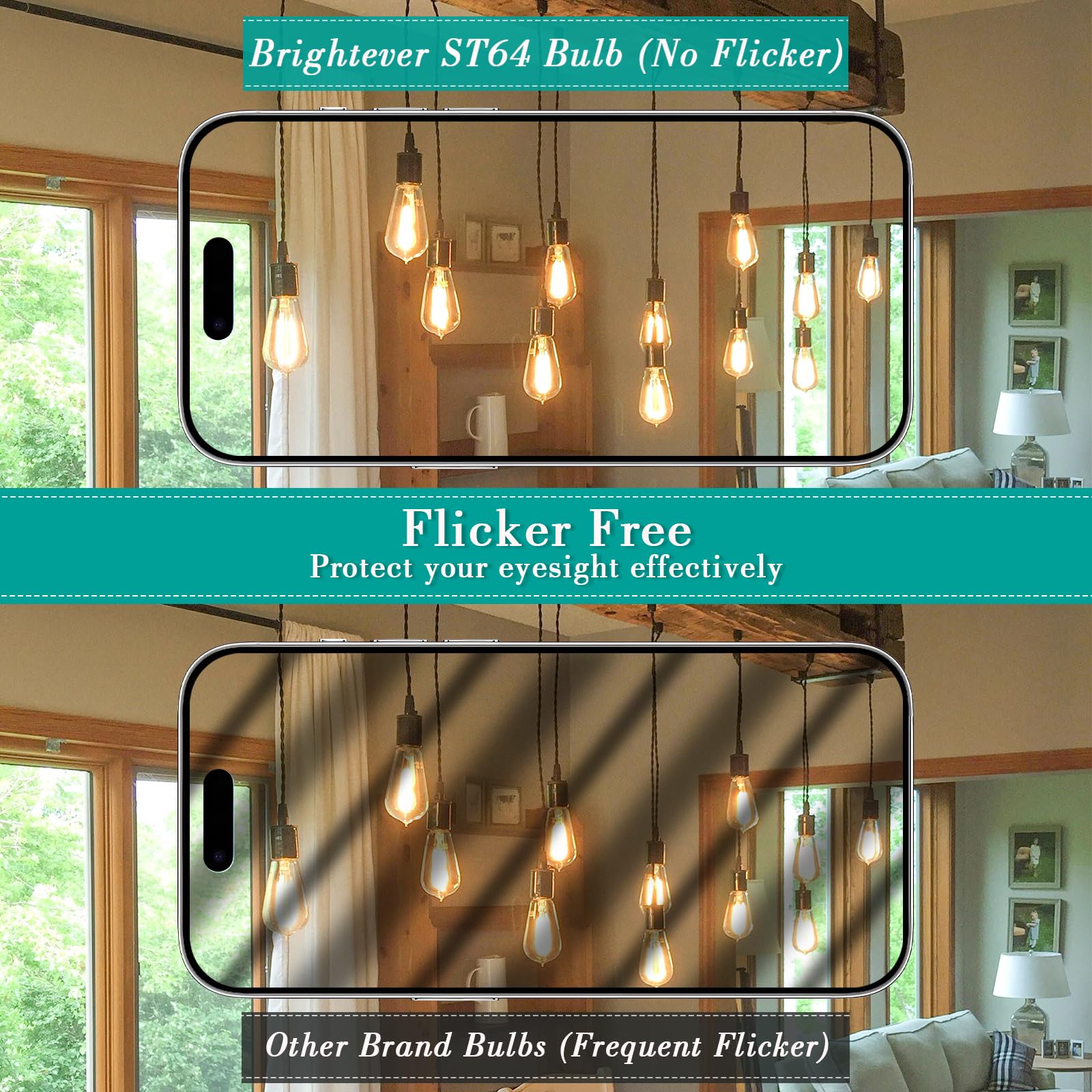 Brightever CRI 90+ filament bulb renders true colors for photography.