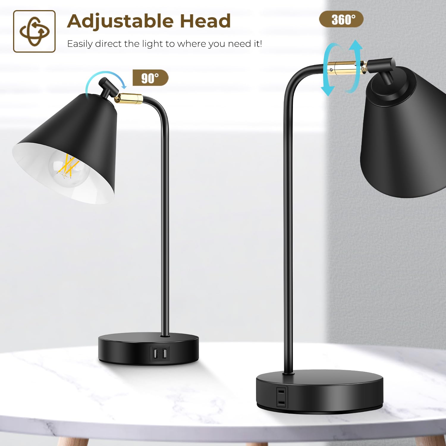 Brightever desk lamp with USB ports for convenient charging at your workspace.