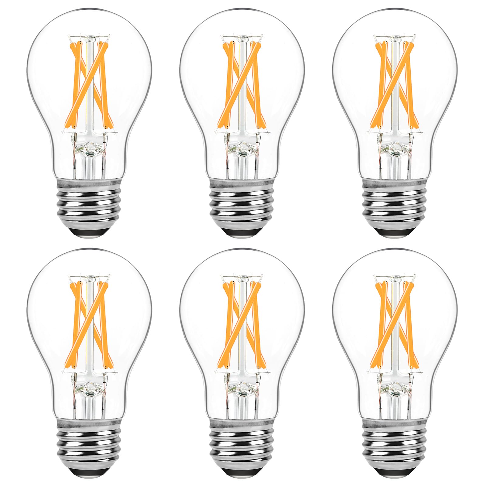 Brightever dimmable E26 LED bulb with vintage clear filament for warm ambience.