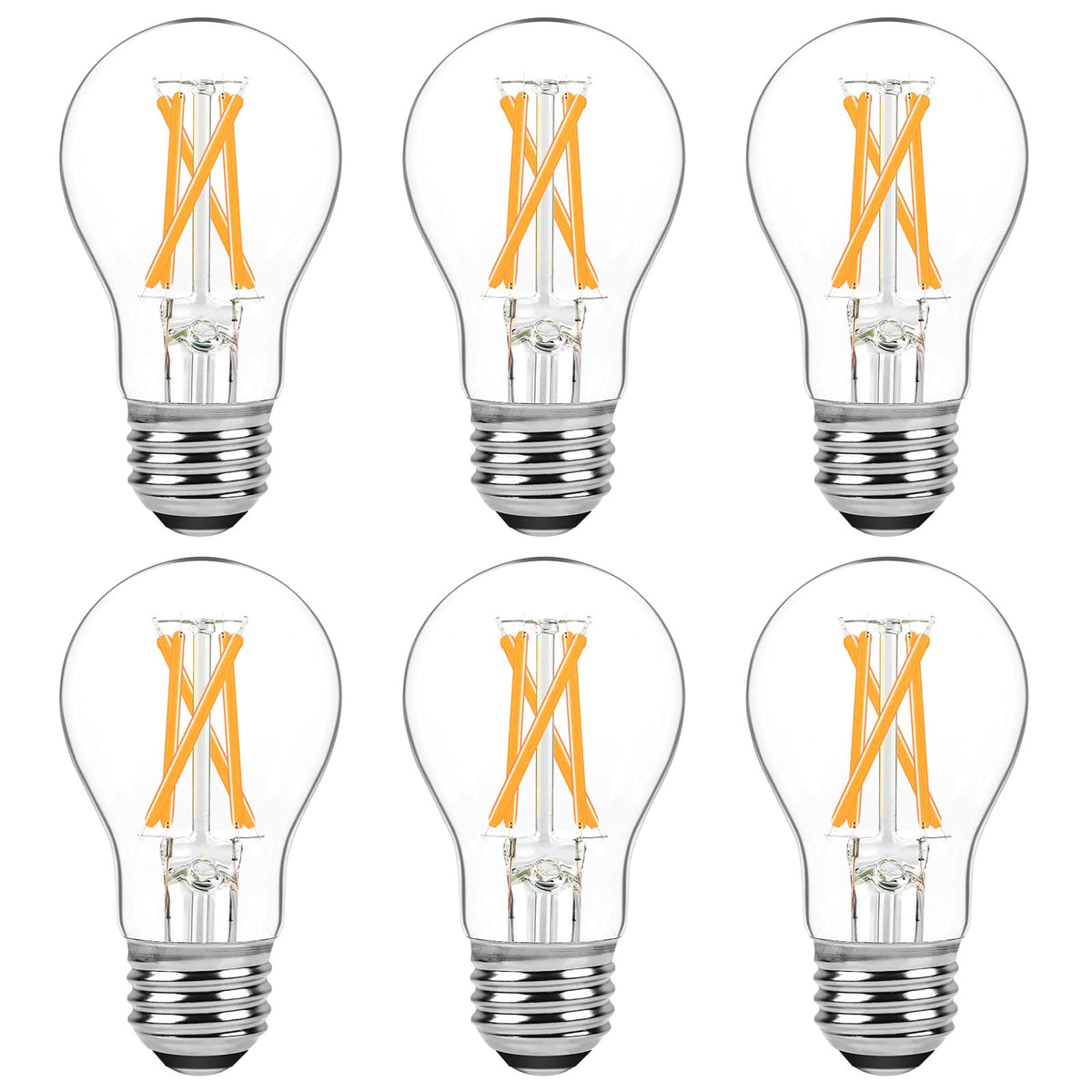 Brightever dimmable E26 LED bulb with vintage clear filament for warm ambience.