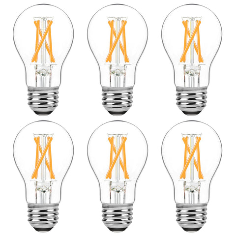 Brightever dimmable E26 LED bulb with vintage clear filament for warm ambience.