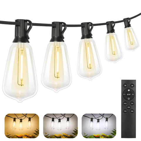 Brightever dimmable outdoor string lights with three color temperatures.