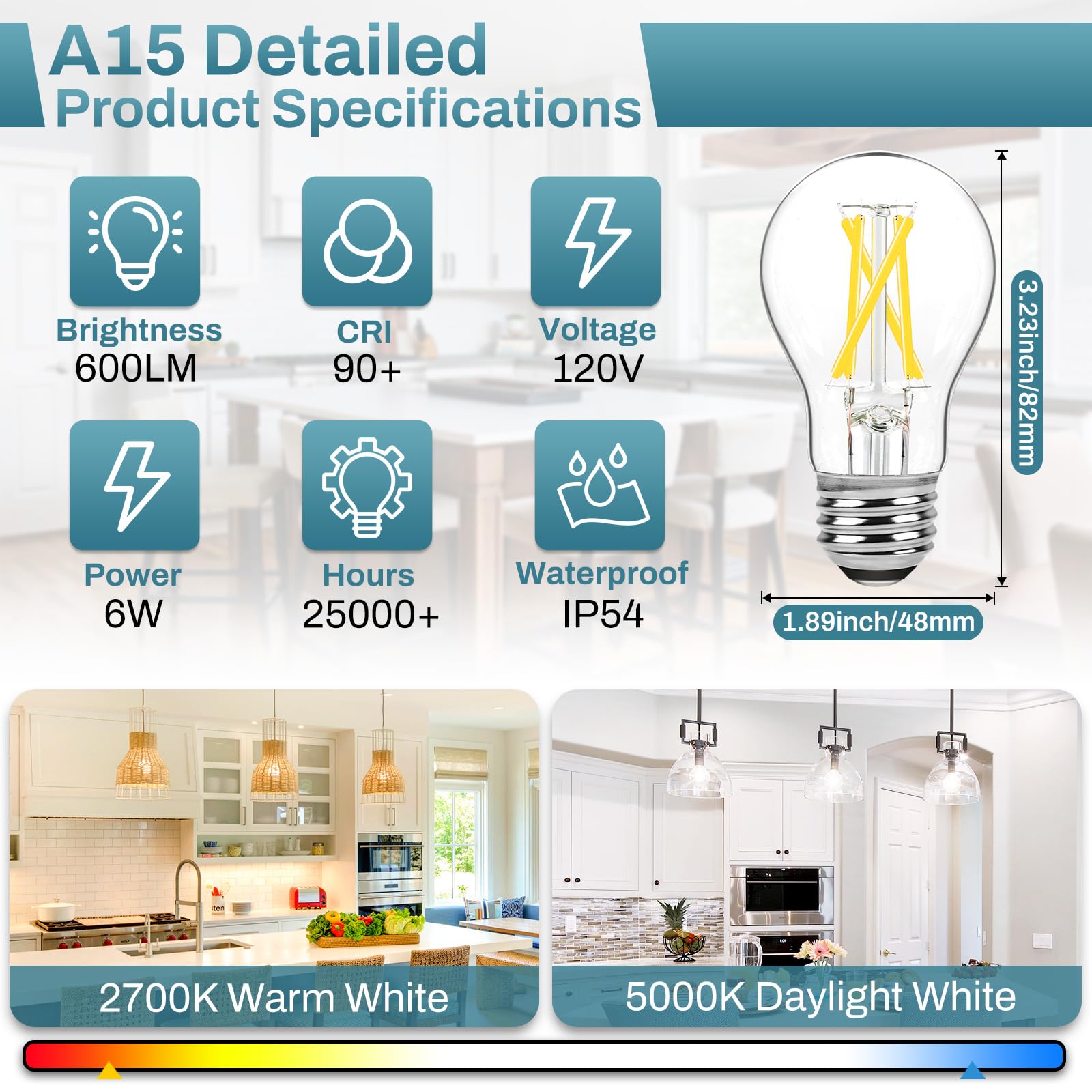 Brightever E26 dimmable bulb compatible with dimmers for customizable brightness