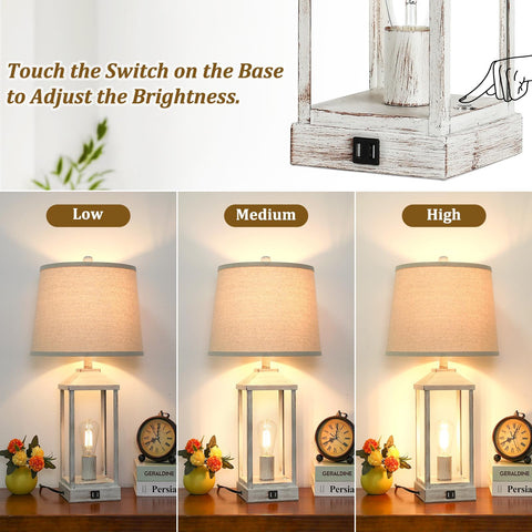Brightever farmhouse lamp with USB ports for bedside charging