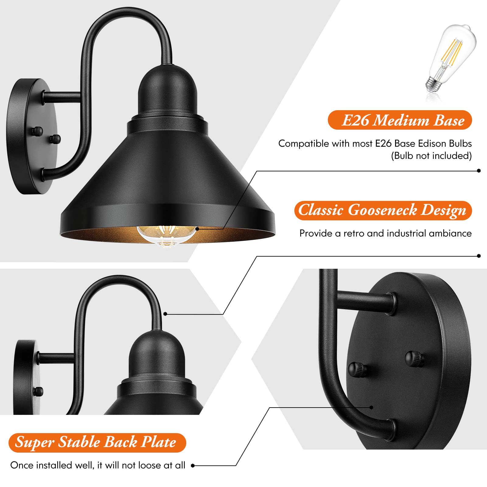 Brightever gooseneck porch light suits modern or rustic exteriors with easy installation.