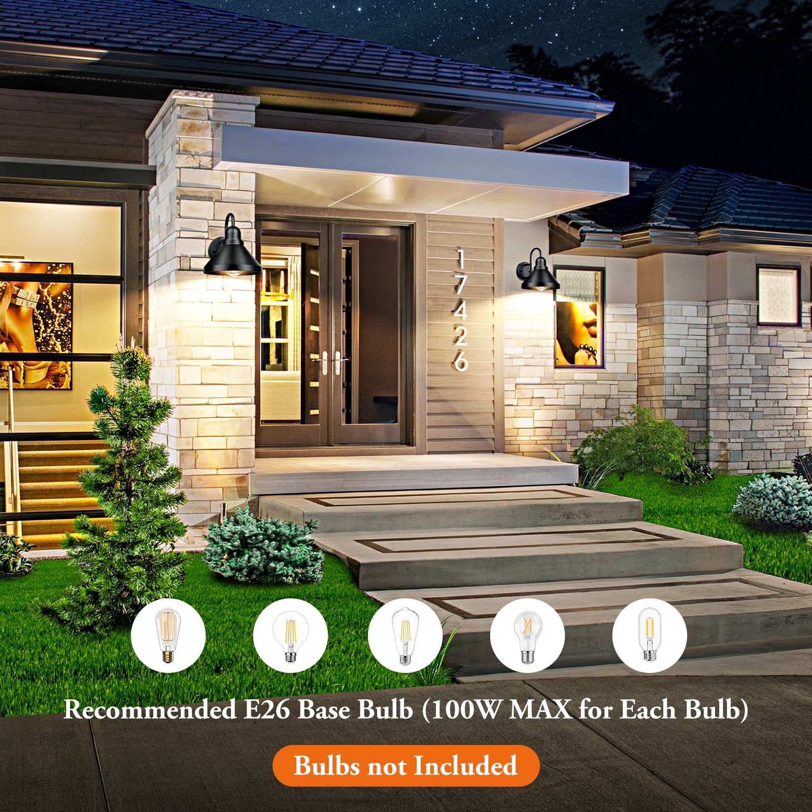 Brightever industrial wall light two-pack offers coordinated outdoor lighting.