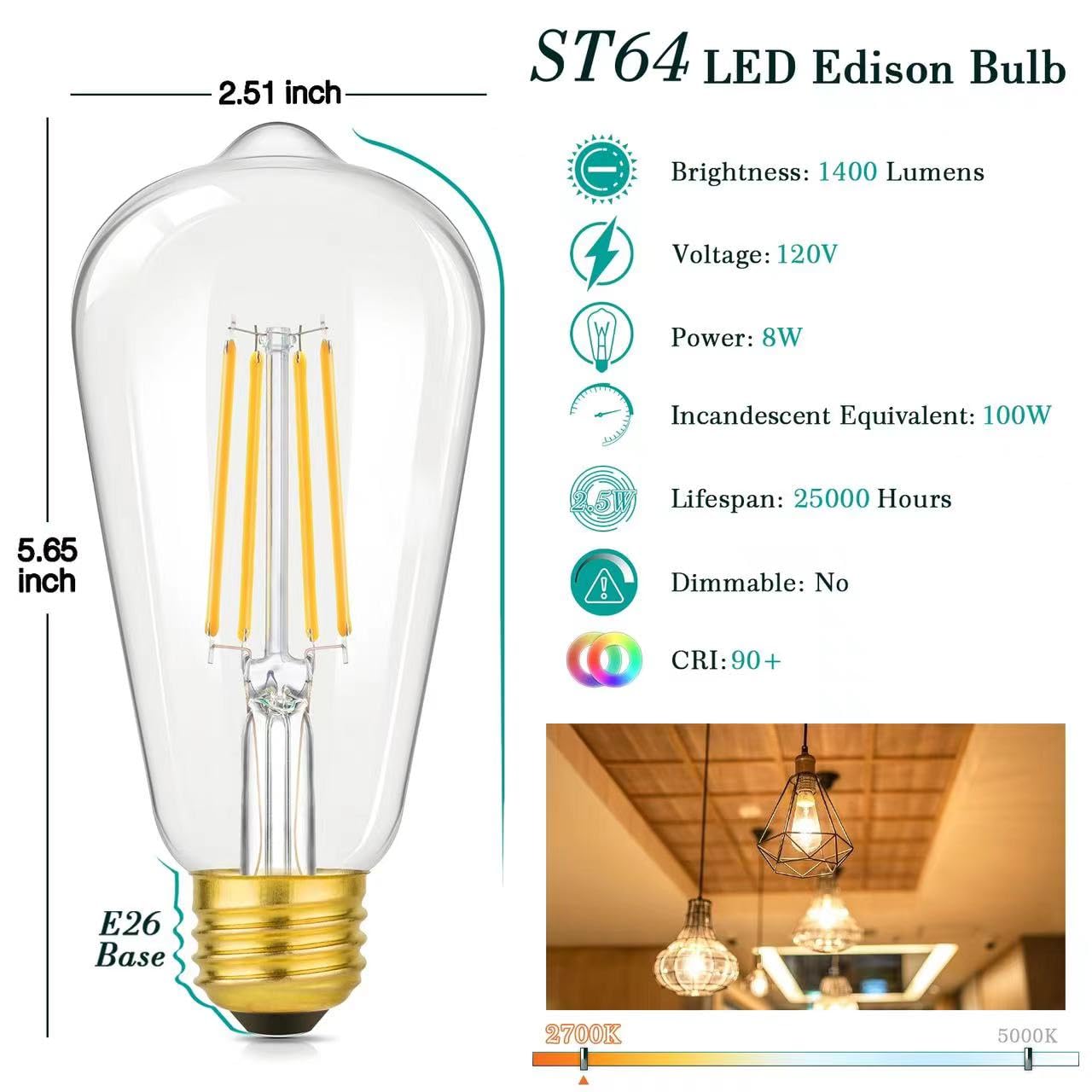 Brightever LED bulb delivers 1400lm at 2700K for warm, inviting spaces at home.