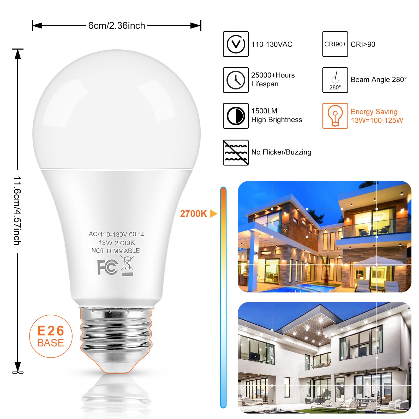 Brightever 2700K warm white LED bulb creates cozy home ambiance.