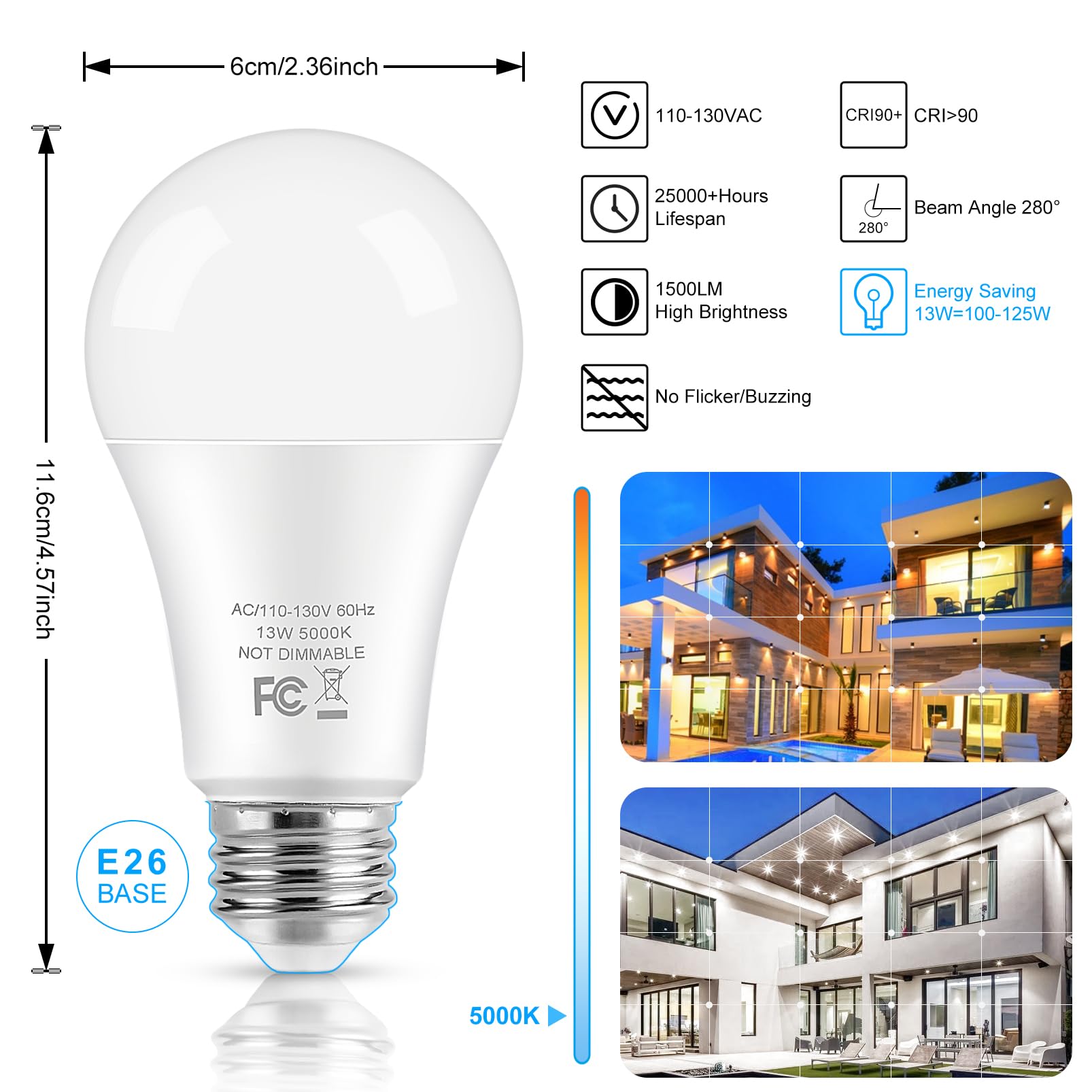 Brightever LED bulbs 5000K daylight beam for kitchen and workspace