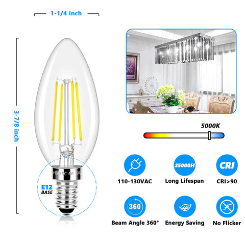 Brightever candle bulb 4W dimmable, 5000K daylight, energy efficient