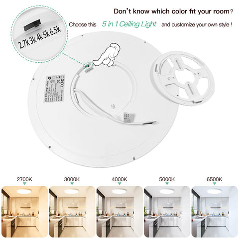 Brightever LED ceiling light shows color temperature switch for ambient customization.