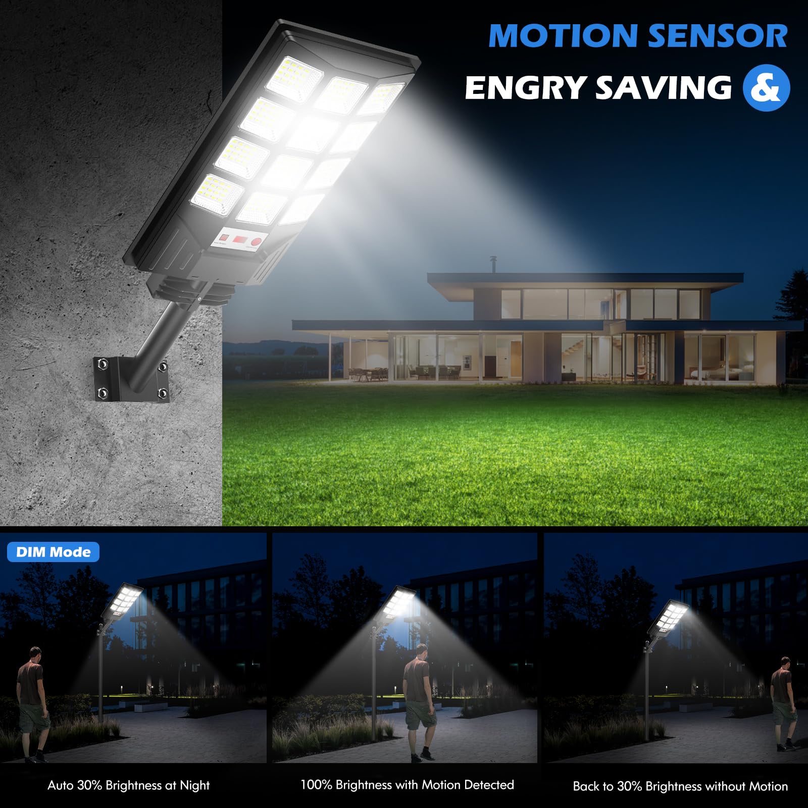 Brightever LED flood light shows dusk-to-dawn and motion-activated brightness for safety.