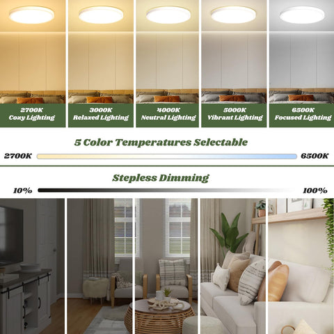 Brightever LED flush mount with five color temps enables cozy or task lighting