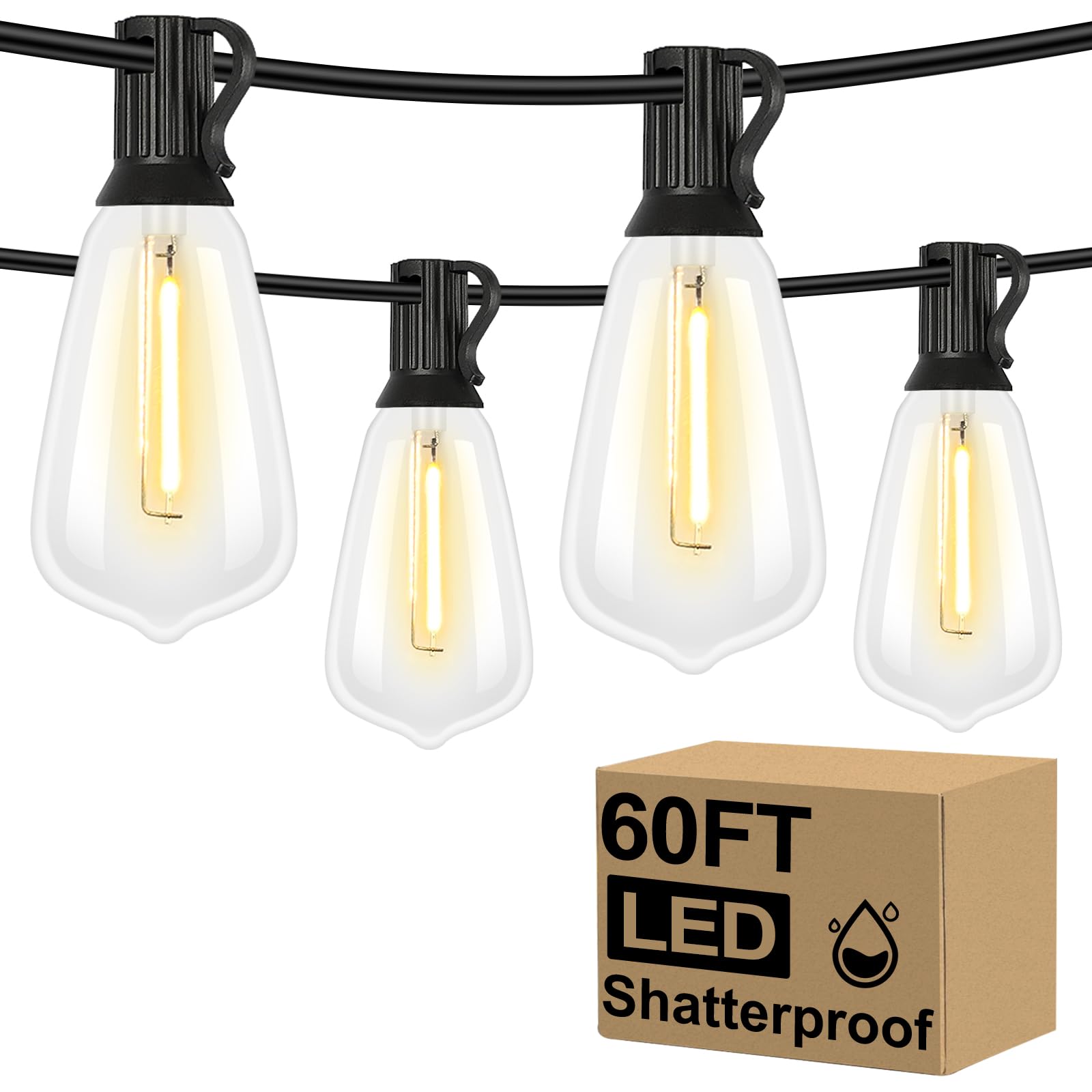 Brightever LED outdoor lights illuminate a wide patio with warm 2700K glow.