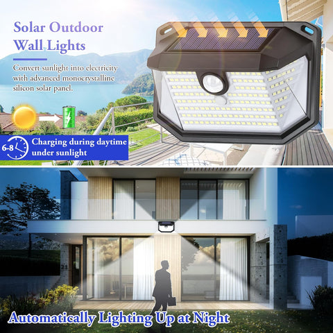 Brightever motion sensor security lights activate on movement for added security.