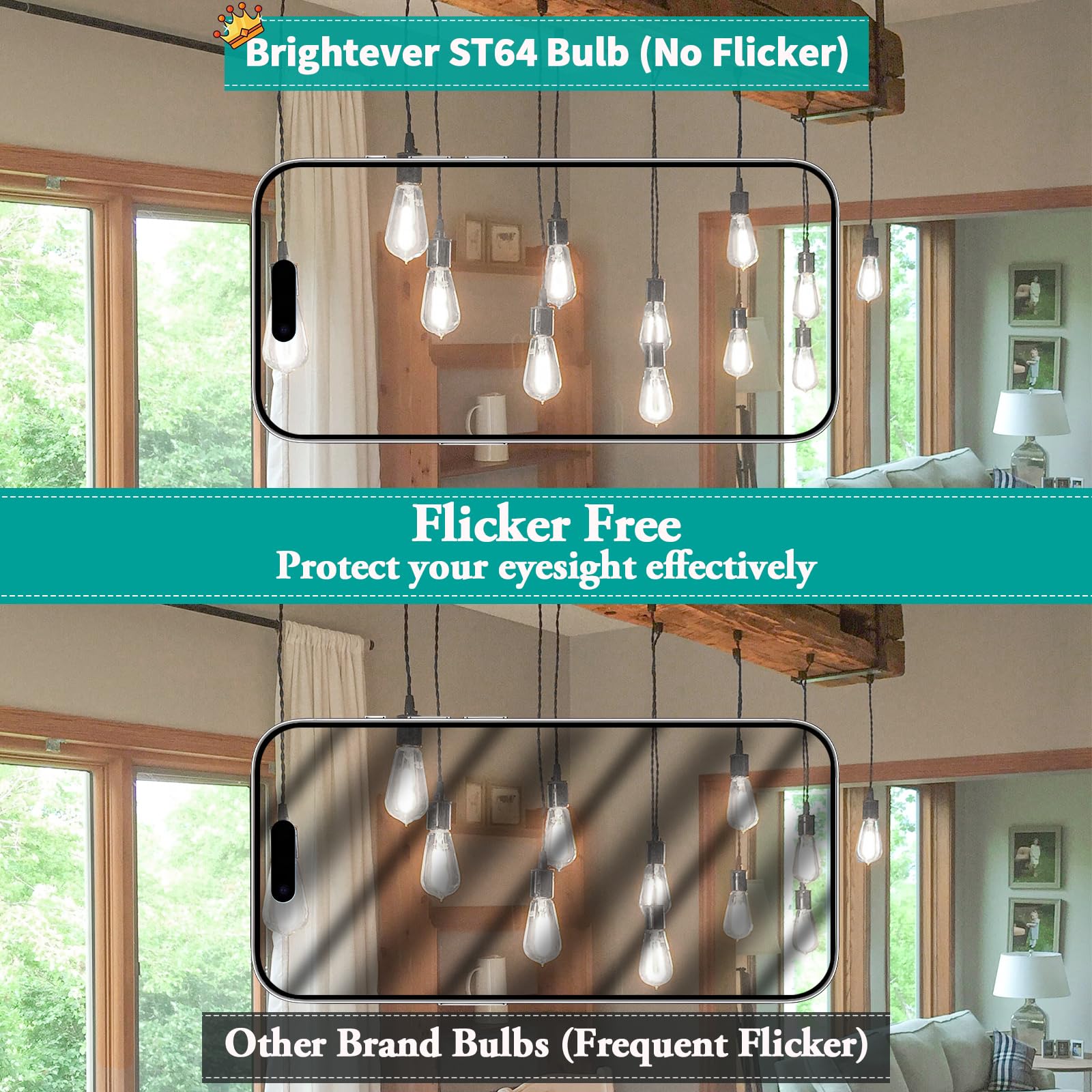 Brightever office wall sconce lit with steady Edison LED light