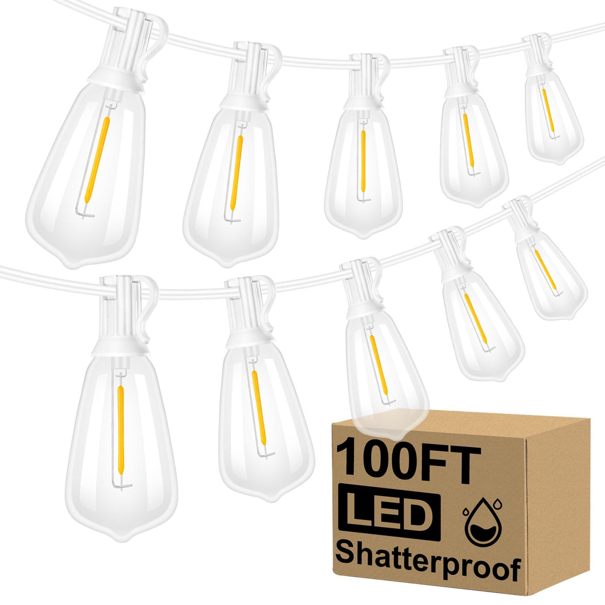 Brightever outdoor string lights illuminate large patios with a warm, inviting 100ft glow.